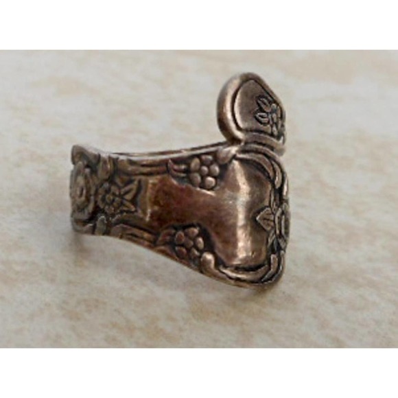 Sterling Silver Spoon Ring Size 6 Adjustable Floral Wrap Vintage Style - Picture 8 of 10
